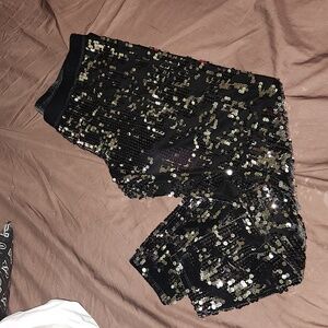 Express Velvet Sequin Leggings Large